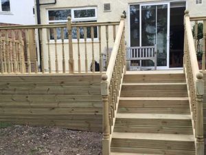 Timber decking, fence and stairs