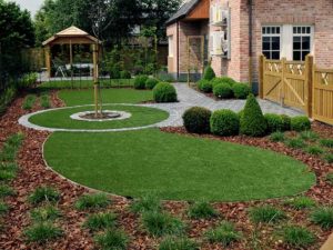 Shaped Artificial Grass with shaped hedges
