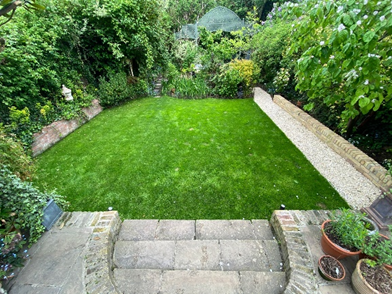 With lawn laid and permeable path on top
